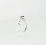 1ct Round Cut Blue Sapphire Engagement Ring 14k White Gold Over Accent Solitaire