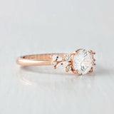 2.4ct Round Cut Moissanite Cluster Women Engagement Ring 14k Rose Gold Plated