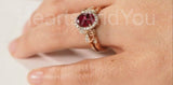 2.2ct Oval Cut Simulated Pink Ruby Halo Ring Infinity Band 14k White Gold Plated