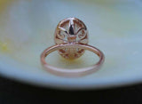 2.3ct Engagement Ring Oval Cut Peach Morganite Diamond Halo 14k Rose Gold Finish