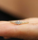 1.2ct Round Cut Diamond Engagement Ring Petite Minimalist 14k Yellow Gold Finish