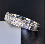 2ct Round Cut Diamond Wedding Ring Band 14k White Gold Finish Milgrain Eternity