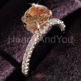 1ct Round Cut Simulated Morganite Hidden Dual Halo Ring 14k White Gold Plated