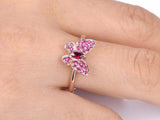 2.4ct Marquise Cut Pink Ruby Engagement Ring Butterfly Design 14k Rose Gold Over