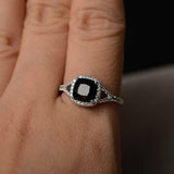 2.5ct Cushion Black Diamond Engagement Ring 14k White Gold Over Halo Split Shank