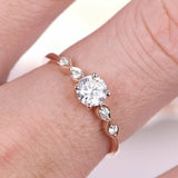 Minimalist Solitaire Engagement Ring 1.2ct Round Cut Diamond 14k Rose Gold Over