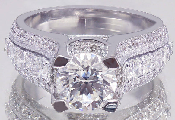 Vintage Promise Engagement Ring 4ct Round Cut VVS1 Diamond 14k White Gold Finish