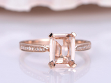 2ct Emerald Cut Peach Morganite Diamond Accent Solitaire Ring 18k Rose Gold Over