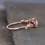 1.55ct Engagement Ring Round Cut Peach Morganite Solitaire 14k Rose Gold Finish