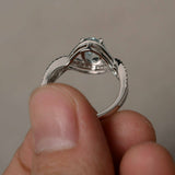 2ct Oval Cut Blue Aquamarine Infinity Wedding Engagement Ring 14k WhiteGold Over