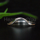 0.05ct Round Cut Moissanite Stacking Curved Wedding Band 14K White Gold Plated