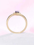 1ct Pear Blue Sapphire Wedding Band V Shaped Petite Curved 14k Yellow Gold Over