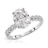 2.2ct Oval Simulated Diamond Solitaire with Accents Ring 14k White Gold Plated