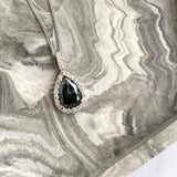 1ct Pear Simulated Diamond Teardrop Halo Pendant 14k White Gold Plated NO CHAIN
