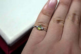 0.2ct Engagement Ring Pear Cut Peridot Curved Minimalist 14k White Gold Finish