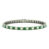 13ct Round Cut Green Emerald Diamond Links Tennis Bracelet 14k White Gold Finish