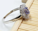 2.3ct Engagement Ring Oval Cut Tanzanite Diamond Ballerina 14k White Gold Finish