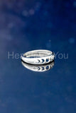 0.1ct Round Cut Moissanite Moon Phase Women Wedding Band 14k White Gold Plated