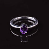 0.5ct Engagement Ring Oval Cut Purple Amethyst Solitaire 14k White Gold Finish