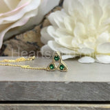 0.6ct Round Simulated Green Emerald Trinity Knot Celtic Pendant 14k Yellow Gold