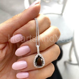 1ct Pear Simulated Diamond Teardrop Halo Pendant 14k White Gold Plated NO CHAIN