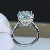 2.2ct Round Cut Moissanite Hidden Halo Engagement Ring 14k White Gold Plated