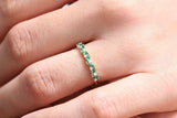 1ct Marquise Cut Green Emerald Half Eternity Wedding Band 14k Yellow Gold Finish