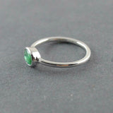 1ct Oval Green Emerald Bezel Set Solitaire Engagement Ring 14k White Gold Finish