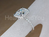 2.2ct Radiant Cut Simulated Diamond Halo Engagement Ring 14k White Gold Plated