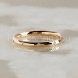 0.1ct Round Cut Moissanite Dainty Flush Set Wedding Band 14k Yellow Gold Plated