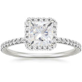 4Ct Princess Cut Diamond High Set Halo Women Engagement Ring 14K White Gold Over