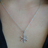 0.5ct Round Diamond Solitaire Snowflake Pendant 14k White Gold Finish NO CHAIN