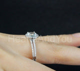 2.2ct Round Cut Simulated Blue Aquamarine Halo Bridal Set 14k White Gold Plated
