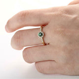 1.5ct Round Cut Green Emerald Diamond Halo Engagement Ring 14k Yellow Gold Over