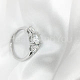 2.2ct Round Cut Moissanite Three Stone Engagement Ring 14k White Gold Plated