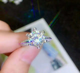 2.3ct Engagement Ring Round Cut Diamond Iced Cluster Accent 14k WhiteGold Finish