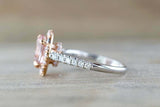2.2ct Oval Cut Morganite Halo Solitaire with Accents Ring 14k Rose Gold Finish