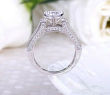 3.5Ct Round Cut Diamond Milgrain Solitaire Engagement Ring 14K White Gold Finish