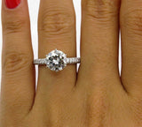 3.8ct Round Cut Diamond Accent Solitaire Engagement Ring 14K White Gold Finish