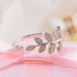 1.5ct Round Yellow Sapphire Engagement Ring Floral Leaf Vine 14k White Gold Over