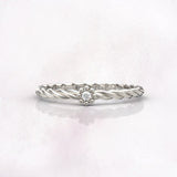 0.1ct Round Cut Moissanite Twisted Women Engagement Ring 14k White Gold Plated