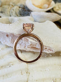 2.3ct Cushion Cut Simulated Peach Morganite Solitaire Ring 14k White Gold Plated
