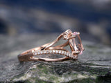 1.2Ct Oval Cut Peach Morganite Swirl Style Engagement Ring 14K Rose Gold Finish