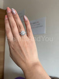 2.2ct Round Cut Moissanite Floral Halo Engagement Ring 14k White Gold Plated