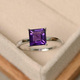 2.3ct Engagement Ring Asscher Cut Purple Amethyst Solitaire 14k WhiteGold Finish