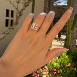 2ct Asscher Cut Peach Morganite Engagement Ring Diamond Halo 14k Rose Gold Over