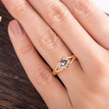 1ct Round Cut Morganite Split Shank Solitaire Engagement Ring 14k Rose Gold Over