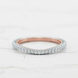 Curved Half Eternity Wedding Band 0.75ct Round Cut Diamond 14k Dual Gold Finish