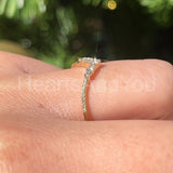 0.2ct Round Cut Moissanite Curved Minimalist Women Ring 14k Yellow Gold Plated