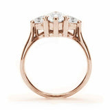 1.7ct Pear Cut Diamond Engagement Ring Solitaire Trilogy 14k Rose Gold Finish